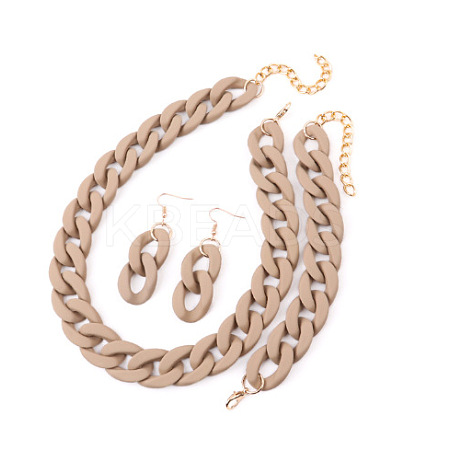 Acrylic Curb Chain Chain Necklaces & Dangle Earrings & Bracelets Sets FS-WGA399B-08-1
