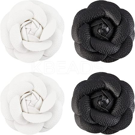 4Pcs 2 Colors PU Leather Artificial Flower Ornament Accesories FIND-CA0004-81-1