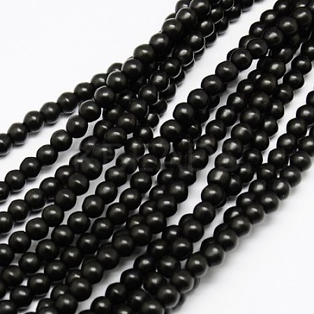 1 Strand Dyed Black Round Synthetic Turquoise Beads Strands X-TURQ-G106-6mm-02C-1