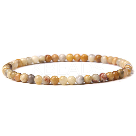 4mm Round Natural Crazy Agate Beads Bracelet for Men KG3069-14-1
