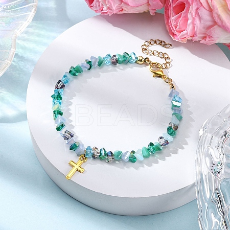 Alloy Cross Charm Bracelets BJEW-JB12323-02-1