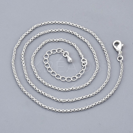 Long-Lasting Plated Brass Rolo Chain Necklaces NJEW-K112-10S-NF-1