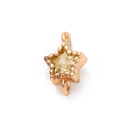 Brass Cubic Zirconia Star Connector Charms KK-Z084-11G-05-1