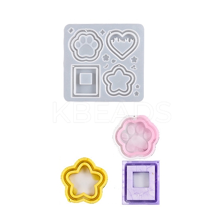 DIY PawPrint & Heart & Star & Rectangle Shaped Pendant Food-grade Silicone Molds SIMO-D001-05-1