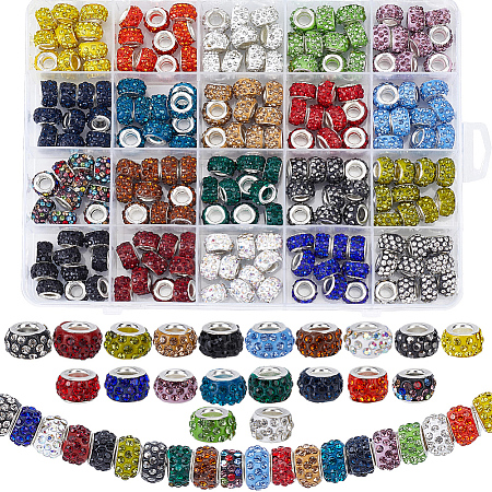200Pcs 20 Colors Handmade Polymer Clay Rhinestone European Beads CPDL-PA0001-01A-1