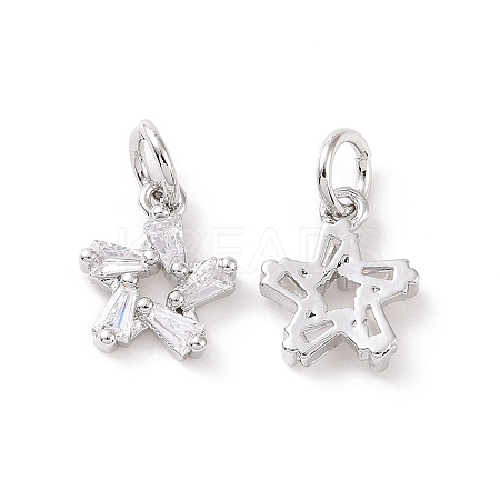 Star Brass Micro Pave Clear Cubic Zirconia Charms KK-G435-43P-1