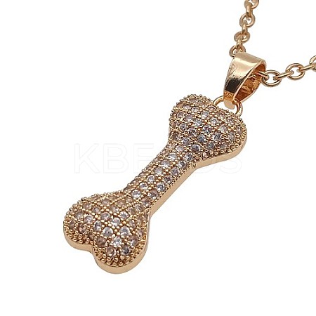 Bone 304 Stainless Steel Rhinestone Pendant Necklaces for Women RR3458-4-1