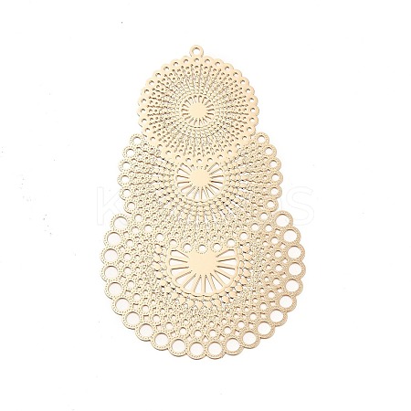 Rack Plating Brass Filigree Big Pendants KKC-K001-07KCG-1