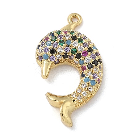 Rack Plating Brass Micro Pave Cubic Zirconia Pendants KK-G515-40G-03-1