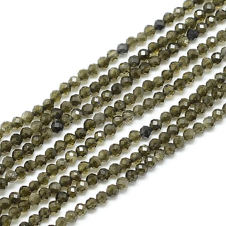 Natural Golden Sheen Obsidian Beads Strands G-S152-04-3mm-1