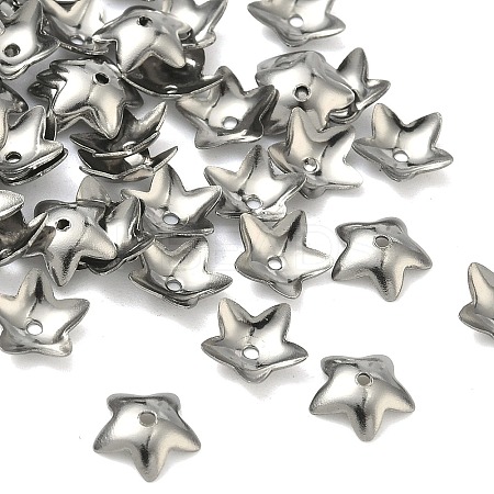 Tarnish Resistant 5-Petal Flower Smooth Surface 304 Stainless Steel Bead Caps STAS-R065-56-1