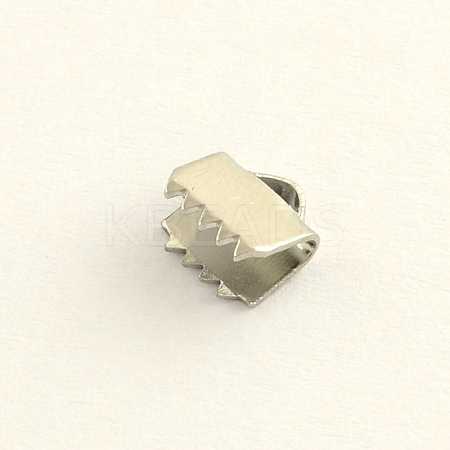 Tarnish Resistant Stainless Steel Ribbon Crimp Ends LS-STAS-Q187-03-1