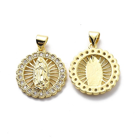 Brass Micro Pave Clear Cubic Zirconia Pendants KK-G446-06G-1