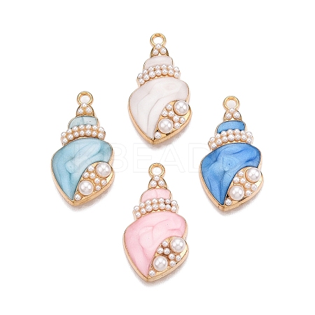 Rack Plating Alloy Enamel Pendants X-ENAM-N056-368KCG-1