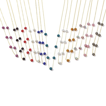 Polymer Clay Rhinestone Beads Necklace BJEW-B078-05G-1