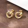 304 Stainless Steel Textured Ring Stud Earrings EJEW-P324-03G-3