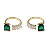 Cubic Zirconia Rectangle Open Cuff Ring RJEW-N035-123-4