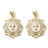 Brass Pave Shell Pendants KK-I708-17F-G-1