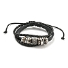 Braided PU Leather & Waxed Cords Triple Layer Multi-strand Bracelets BJEW-P329-10A-AS-1