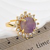 Sunflower Natural Amethyst Finger Rings RJEW-B113-03G-08-3