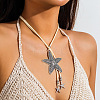 Bohemian Style Alloy Starfish Pendant Faux Suede Cord Lariat Necklaces for Women WG2E11B-01-1