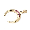 304 Stainless Steel Rhinestone Double Horn/Crescent Moon Pendant Decoration STAS-S165-42G-2