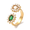 304 Stainless Steel Micro Pave Cubic Zirconia Open Cuff Rings for Women RJEW-S415-03G-02-2