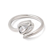 Brass Micro Pave Cubic Zirconia Cuff Open Rings for Women RJEW-L343-01P-02-4