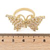 Butterfly Brass Micro Pave Colorful Cubic Zirconia Finger Rings for Women RJEW-G343-30G-02-5