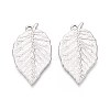 304 Stainless Steel Leaf Pendants STAS-T067-37P-1