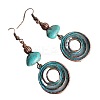 Alloy Synthetic Turquoise Chip Dangle Earrings FS-WG81983-01-2
