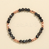 Natural Larvikite & Brass Bead Stretch Bracelets for Women HH3302-1-1
