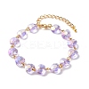 Sparkling Heart Glass Beaded Bracelet for Girl Women BJEW-JB07177-2