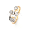 Brass Micro Pave Clear Cubic Zirconia Cuff Finger Rings for Women RJEW-C116-07G-4