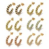 Real 18K Gold Plated 304 Stainless Steel with Glass Ring Stud Earrings EJEW-Z026-18G-1