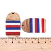 Independence Day Opaque Striped Resin & Walnut Wood Pendants RESI-U010-02Y-3