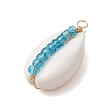 6Pcs 6 Styles Natural Cowrie Shell & Glass Seed Beads Pendants PALLOY-JF02759-01-4