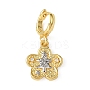 Christmas Brass Rhinestone Flower Pendant Decorations KK-H498-01G-10-1