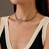 Two Tone 304 Stainless Steel Cuban Link Chain Necklaces NJEW-D303-02GP-1