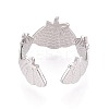 Adjustable 304 Stainless Steel Cuff Rings for Women RJEW-N052-01P-3
