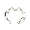 Non-Tarnish 304 Stainless Steel Wave Open Cuff Ring for Women RJEW-I085-13P-3
