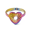 Ion Plating(IP) 201 Stainless Steel Hollow Out Heart Adjustable Ring for Women RJEW-C045-02M-2