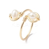 Copper Wire Wrapped Natural Cultured Freshwater Pearl Toe Open Ring RJEW-JR00620-1