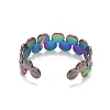 Rainbow Color Ion Plating(IP) 304 Stainless Steel Flat Round Wrap Open Cuff Ring for Women RJEW-A005-34MC-3