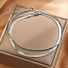 304 Stainless Steel Flat Snake Chain & Box Chain Double Layer Anklets for Women LS-AJEW-F069-02P-1