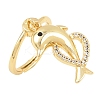 Adjustable Brass Micro Pave Cubic Zirconia Pendant Finger Rings for Women RJEW-A090-01A-G-4