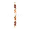 Faceted Round Natural Mixed Gemstone & Potato Natural Cultured Freshwater Pearl Beaded Connector Charms PALLOY-JF03531-2
