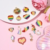 30Pcs 15 Styles Rainbow Color Alloy Enamel Pendants ENAM-YW0005-45-5