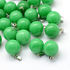 Round Dyed Natural Malaysia Jade Pendants G-Q434-04-1