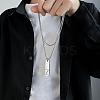 304 Stainless Steel Rectangle with Laser Cut Initial Pendant Necklaces FS-WG71FEF-26-2